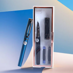 Elegant Blue Fountain Pen Set with Ink Cartridges - Best Gift for Him & Her | www.usmile.toys