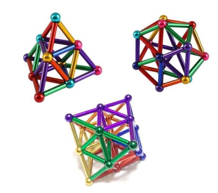 Colorful magnetic balls toy set for kids – creative STEM puzzle cube and tower built with rainbow-colored magnetic spheres, perfect fidget toy for stress relief, learning, and imaginative play – available at U Smile Toys India