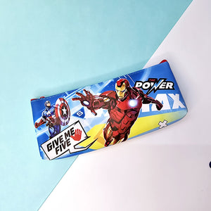 Set of three Marvel Avengers pencil cases with single chain attachments, vibrant superhero designs, perfect return gifts from www.usmile.toys