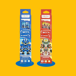 Mech Warrior pencils for students, featuring robot illustrations, HB grade, and 'Ultra Dark Lead' for smooth writing www.usmile.toys