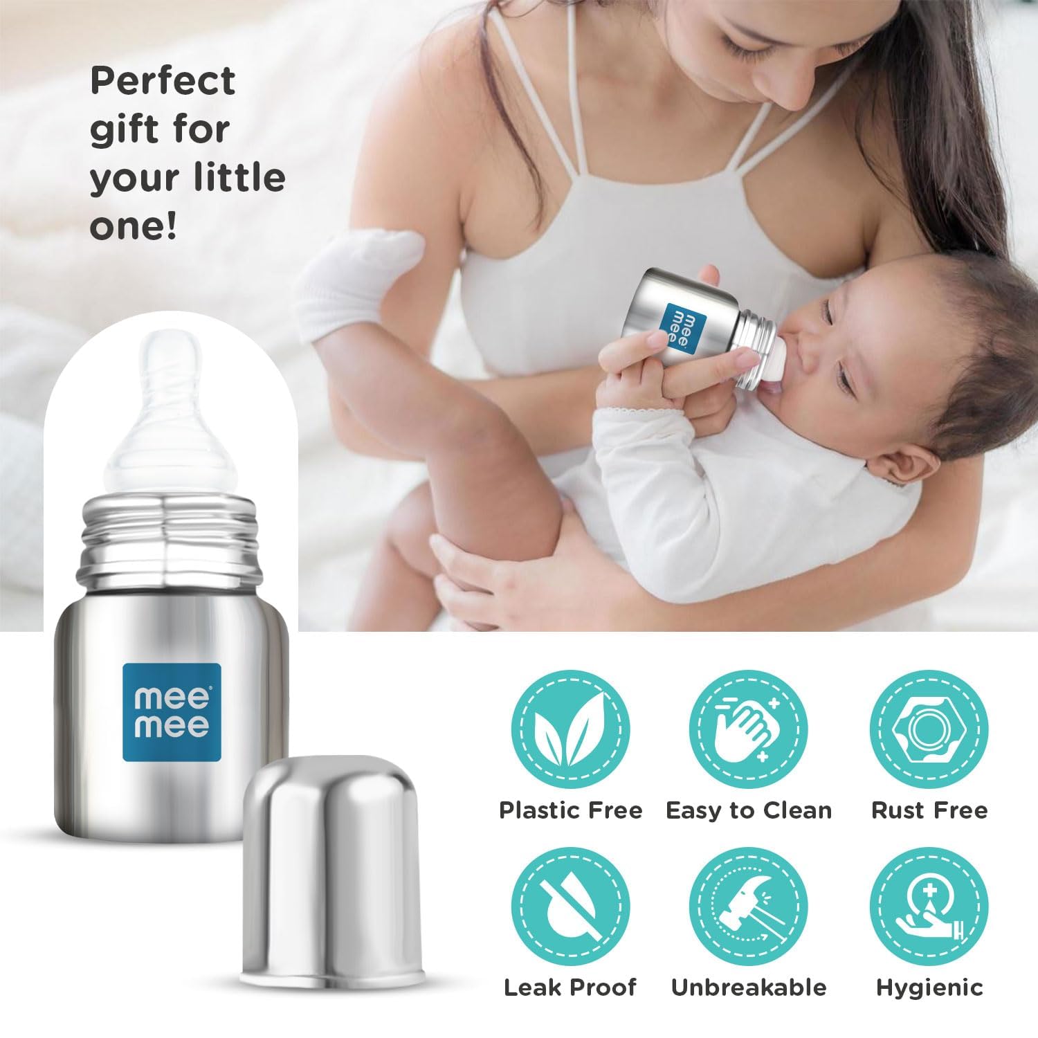 Mee Mee Baby Steel Feeding Bottle | Baby Milk Bottle with Advanced Anti Colic Valve, BPA Free, Soft Silicone Teat, Wide Neck for Babies/Infants/Newborns of 0-2 Years (Small -120ml)
www.usmile.toys
