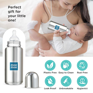 Mee Mee Baby Steel Feeding Bottle | Baby Milk Bottle with Advanced Anti Colic Valve, BPA Free, Soft Silicone Teat, Wide Neck for Babies/Infants/Newborns of 0-2 Years (Large - 300ml)
www.usmile.toys
