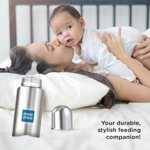 Mee Mee Baby Steel Feeding Bottle | Baby Milk Bottle with Advanced Anti Colic Valve, BPA Free, Soft Silicone Teat, Wide Neck for Babies/Infants/Newborns of 0-2 Years (Large - 300ml)
www.usmile.toys