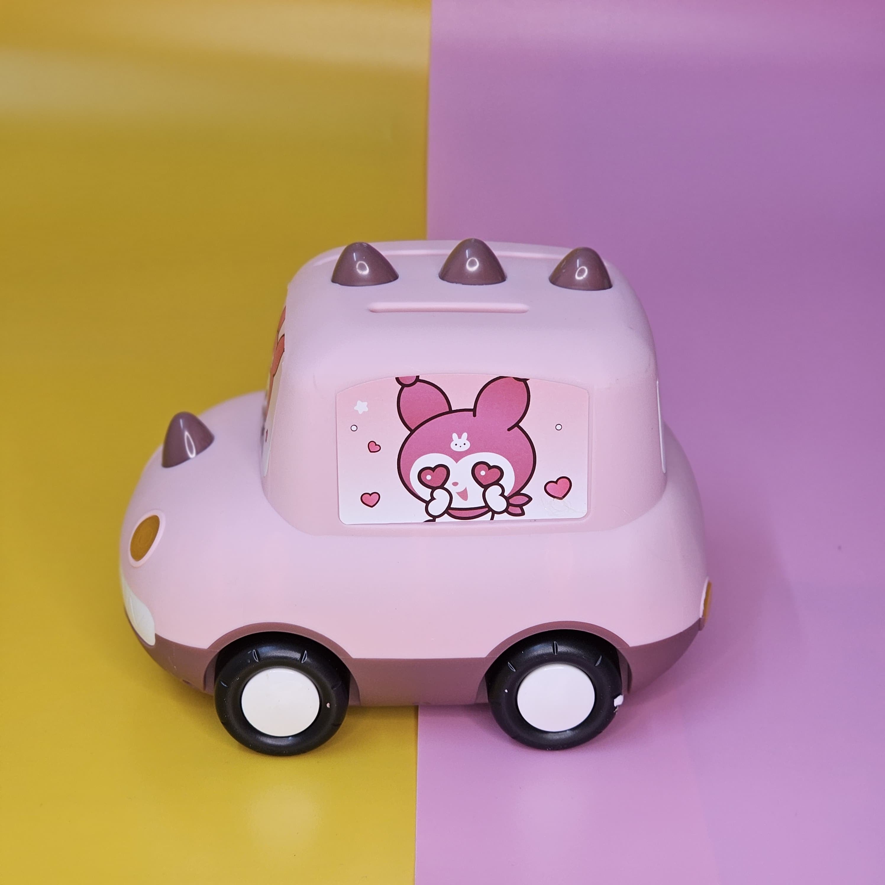 Cute Car-Shaped Metal Money Box for Kids – Fun & Secure Piggy Bank with Lock & Key | Adorable Cartoon Dino & Bunny Designs | Perfect Return Gift for Birthdays, Parties & Special Occasions | Durable & Stylish Savings Box | Available at www.usmile.toys