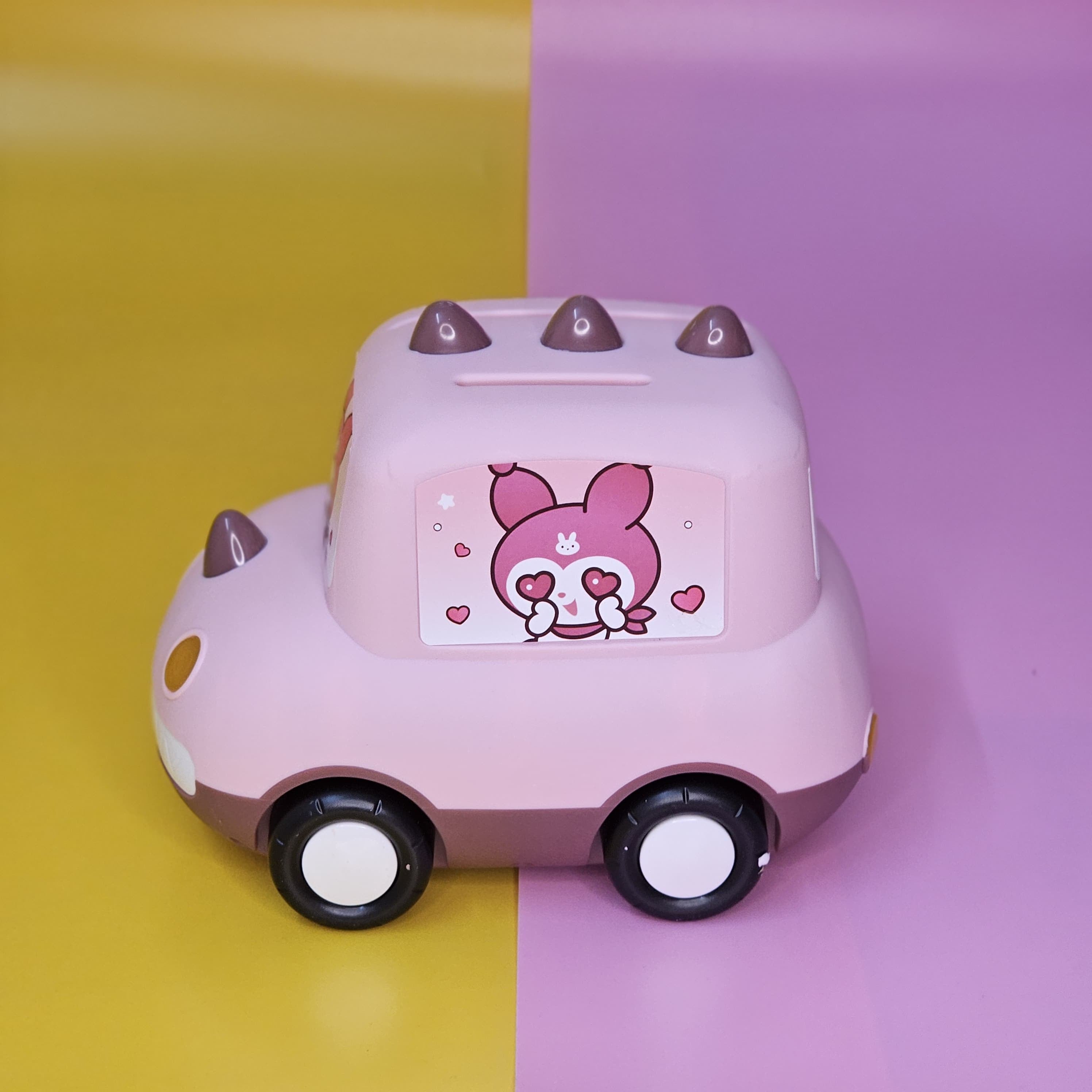 Cute Car-Shaped Metal Money Box for Kids – Fun & Secure Piggy Bank with Lock & Key | Adorable Cartoon Dino & Bunny Designs | Perfect Return Gift for Birthdays, Parties & Special Occasions | Durable & Stylish Savings Box | Available at www.usmile.toys