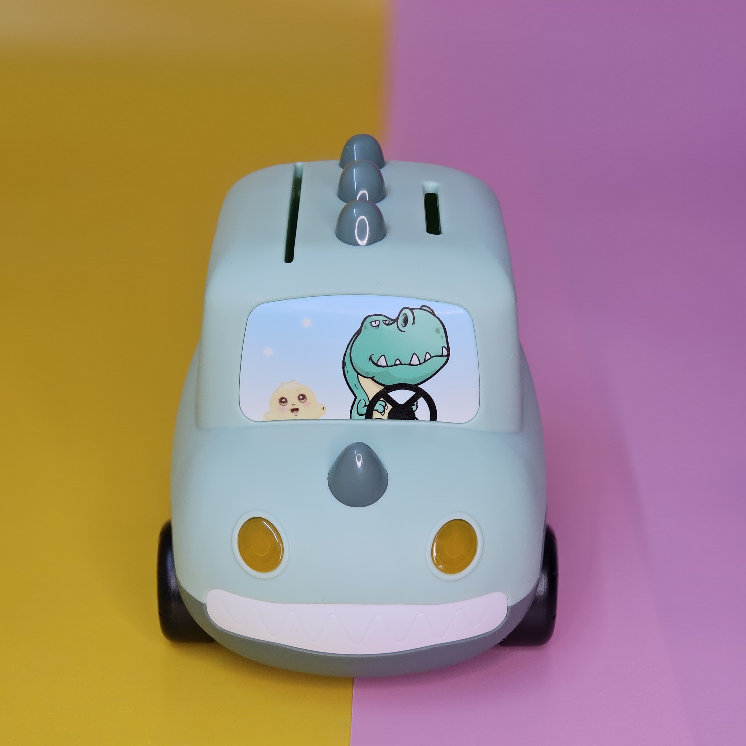 Cute Car-Shaped Metal Money Box for Kids – Fun & Secure Piggy Bank with Lock & Key | Adorable Cartoon Dino & Bunny Designs | Perfect Return Gift for Birthdays, Parties & Special Occasions | Durable & Stylish Savings Box | Available at www.usmile.toys