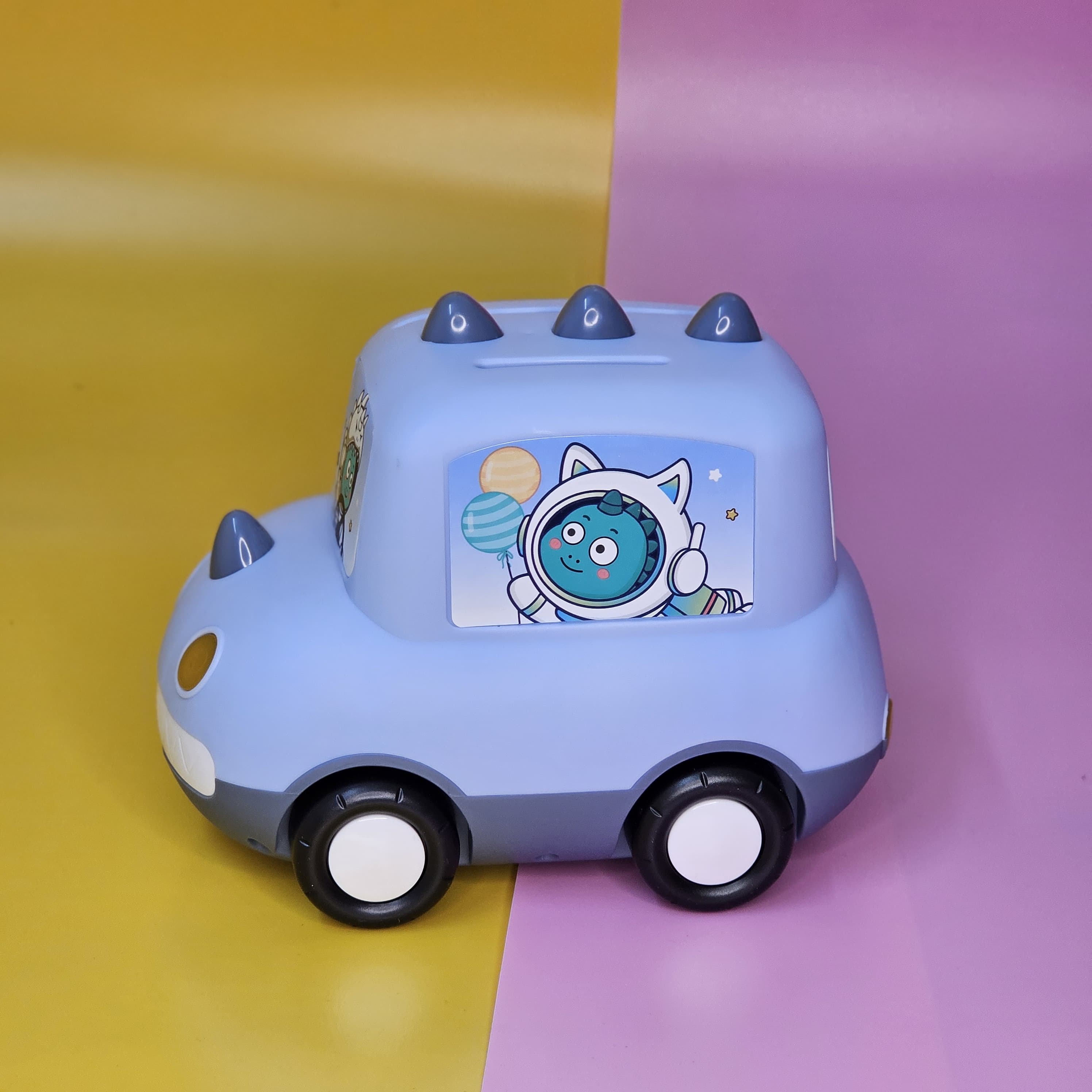 Cute Car-Shaped Metal Money Box for Kids – Fun & Secure Piggy Bank with Lock & Key | Adorable Cartoon Dino & Bunny Designs | Perfect Return Gift for Birthdays, Parties & Special Occasions | Durable & Stylish Savings Box | Available at www.usmile.toys
