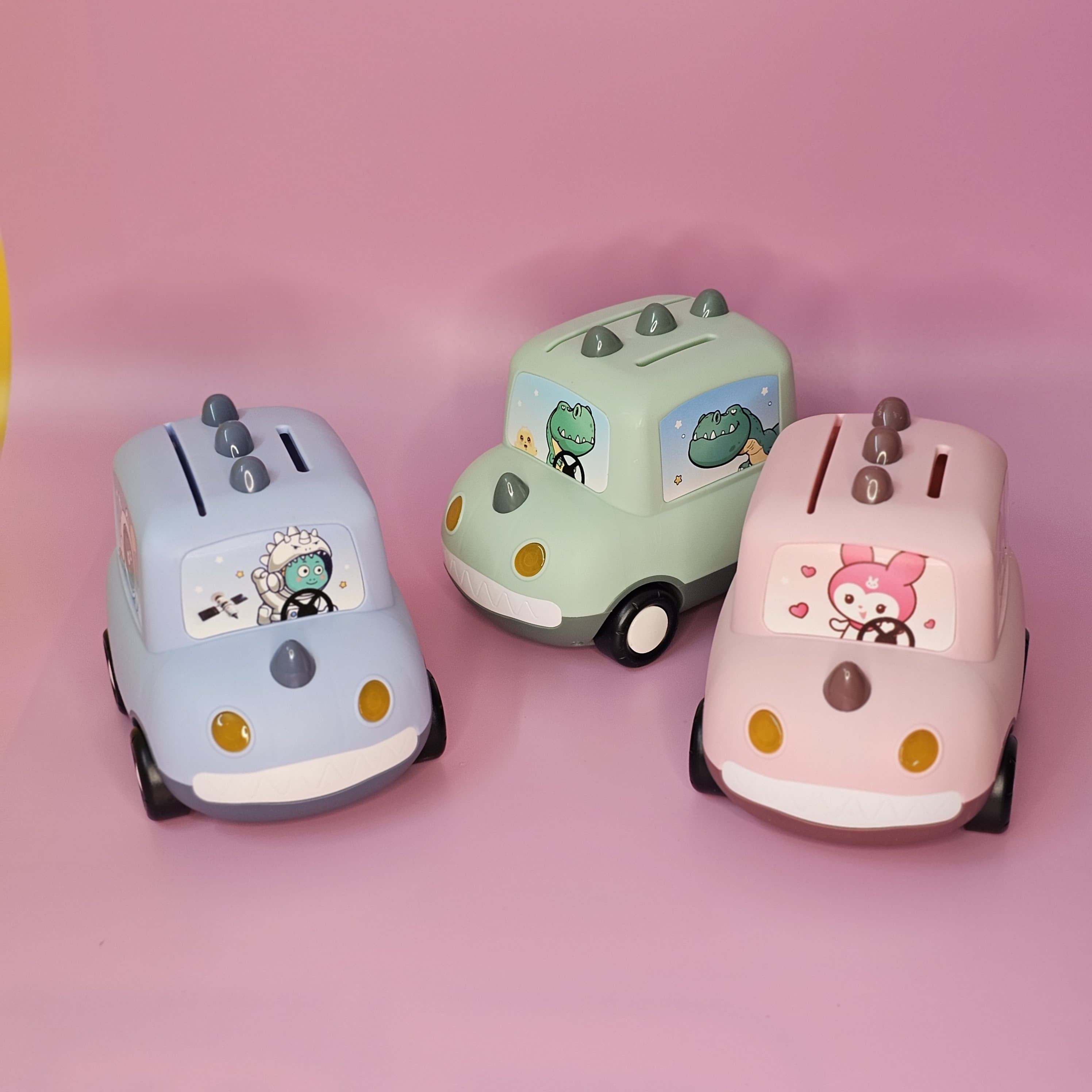 Cute Car-Shaped Metal Money Box for Kids – Fun & Secure Piggy Bank with Lock & Key | Adorable Cartoon Dino & Bunny Designs | Perfect Return Gift for Birthdays, Parties & Special Occasions | Durable & Stylish Savings Box | Available at www.usmile.toys