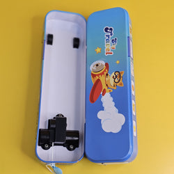 Double Decker Bus Pencil Box with Pulling Thread and Moving Wheels