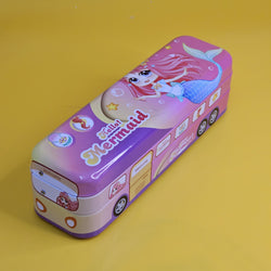 Double Decker Bus Pencil Box with Pulling Thread and Moving Wheels