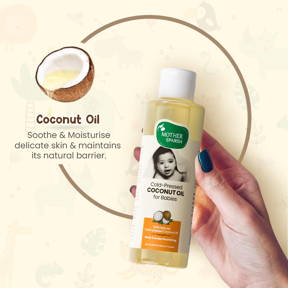 Mother Sparsh Cold Pressed Coconut Oil 200ml | Baby Skin & Hair Care