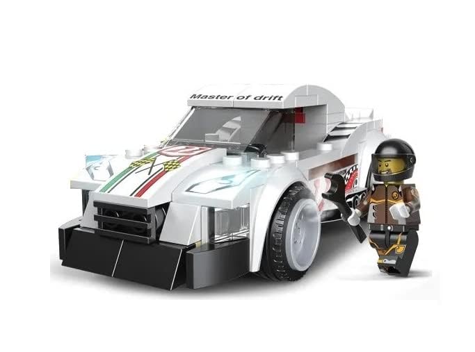 "White Multilicence Super Car building block set by Usmile Toys, featuring a sleek sports car design with red accents, and its yellow packaging for ages 6+."
 www.usmile.toys
