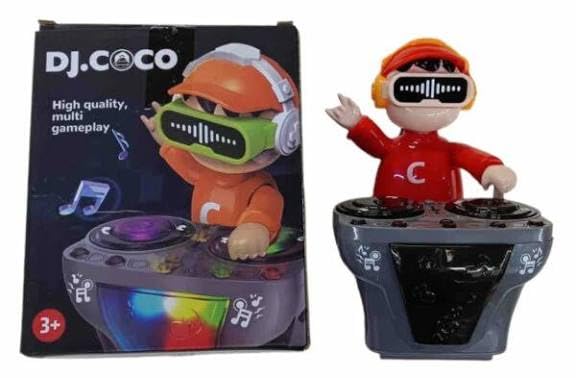 Musical DJ Robot Toy with LED Lights, Dancing, Bump and Go Action, Interactive Sound Effects, Colorful Rotating Disc, Birthday Gift for Kids