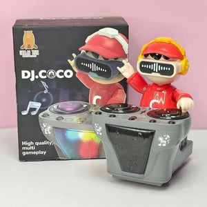 Musical DJ Robot Toy with LED Lights, Dancing, Bump and Go Action, Interactive Sound Effects, Colorful Rotating Disc, Birthday Gift for Kids