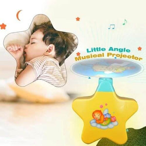 Baby night light star projector in yellow and teal, designed to comfort newborn babies to sleep. www.usmile.toys