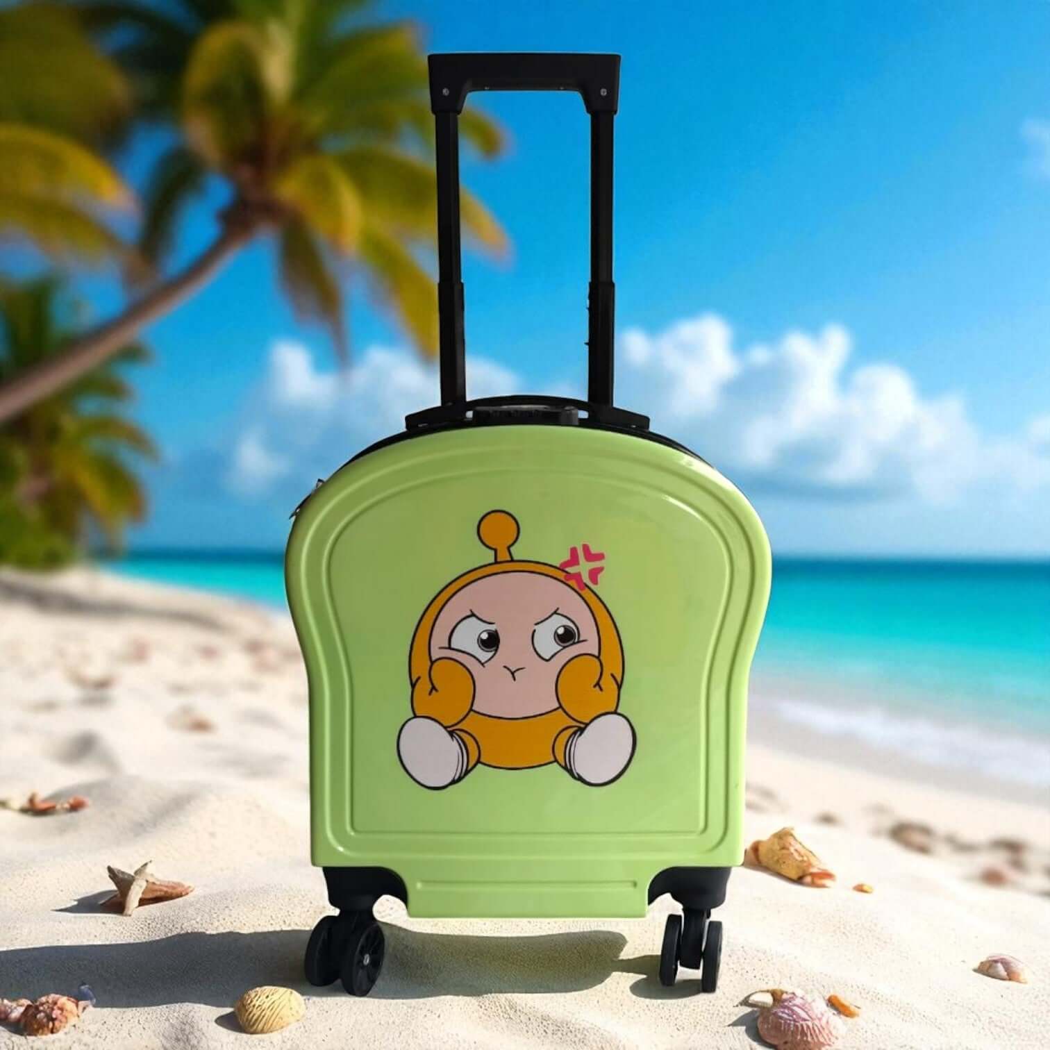 This is highly specific, mentioning the color, insulation type, travel functionality, and the distinct "push-button" lid mechanism. It's concise and uses strong keywords relevant to a product search. www.usmile.toys