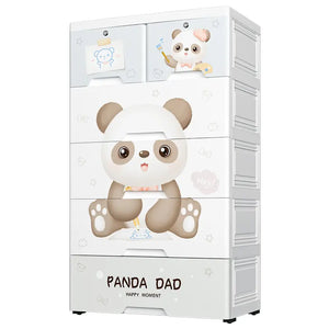 Kids plastic wardrobe with panda theme, 5 drawers, 60x38x113 CM. www.smile.toys