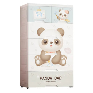 Kids plastic wardrobe with panda theme, 5 drawers, 60x38x113 CM. www.smile.toys