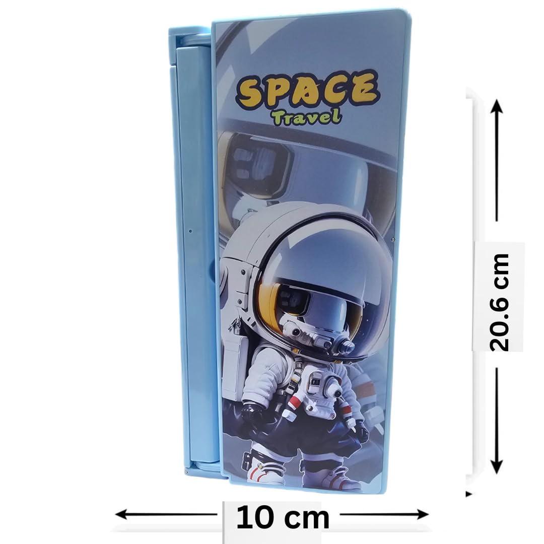 "Kids' pencil case with a book stand, showcasing an astronaut space theme  www.usmile.toys