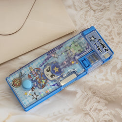 Interactive magnetic pencil cases for kids with sharpener and water game puzzle designs, perfect for school, www.usmile.toys.