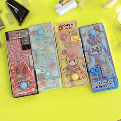 Magnetic pencil cases with sharpener and water game puzzle theme for kids, fun school supplies, shop at www.usmile.toys.