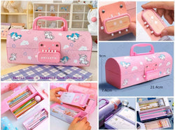Suitcase Style Password Lock Pencil Case for Kids -Unicorn Print