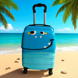  This is highly descriptive, clearly identifying the colors, the "monster character" (or dinosaur, depending on interpretation), its intended user ("kids'"), the product type ("trolley bag"), and the key selling point ("unbreakable design"). It also includes your brand name. This is excellent for specific searches. www.usmile.toys
