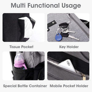 Multifunctional product with tissue pocket, key holder, bottle container, and mobile pocket holder.