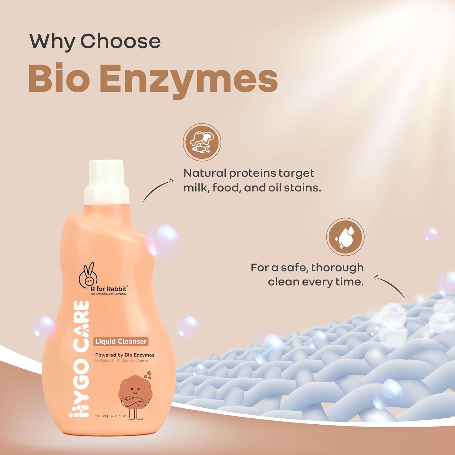 R for Rabbit Hygocare 500ml baby liquid cleanser for washing bottles