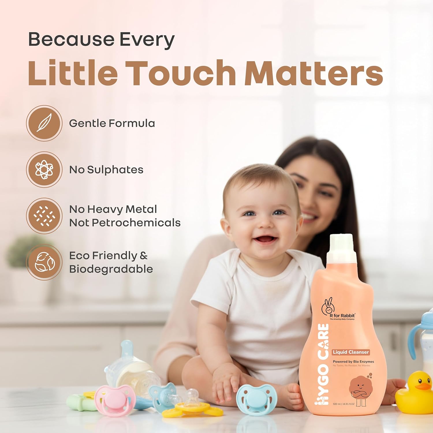 R for Rabbit Hygocare 500ml baby liquid cleanser for washing bottles