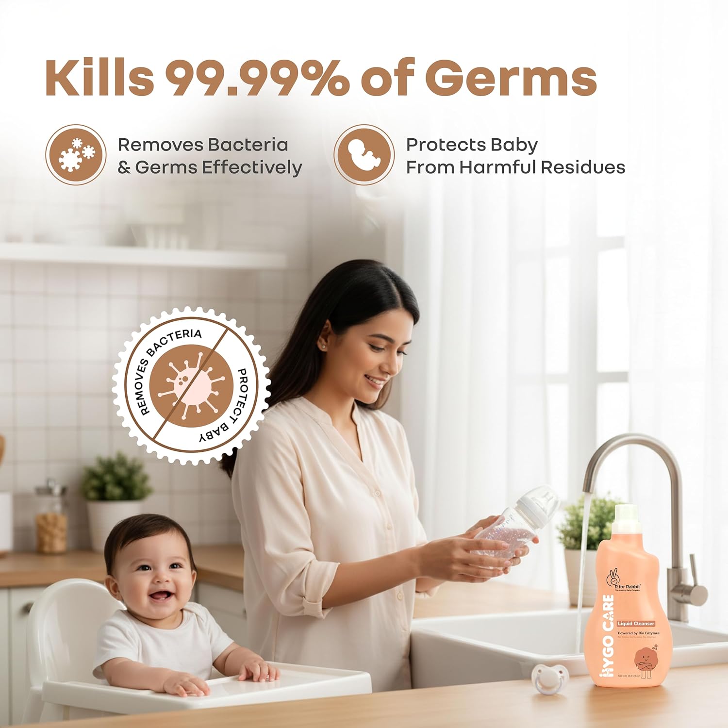 R for Rabbit Hygocare 500ml baby liquid cleanser for washing bottles