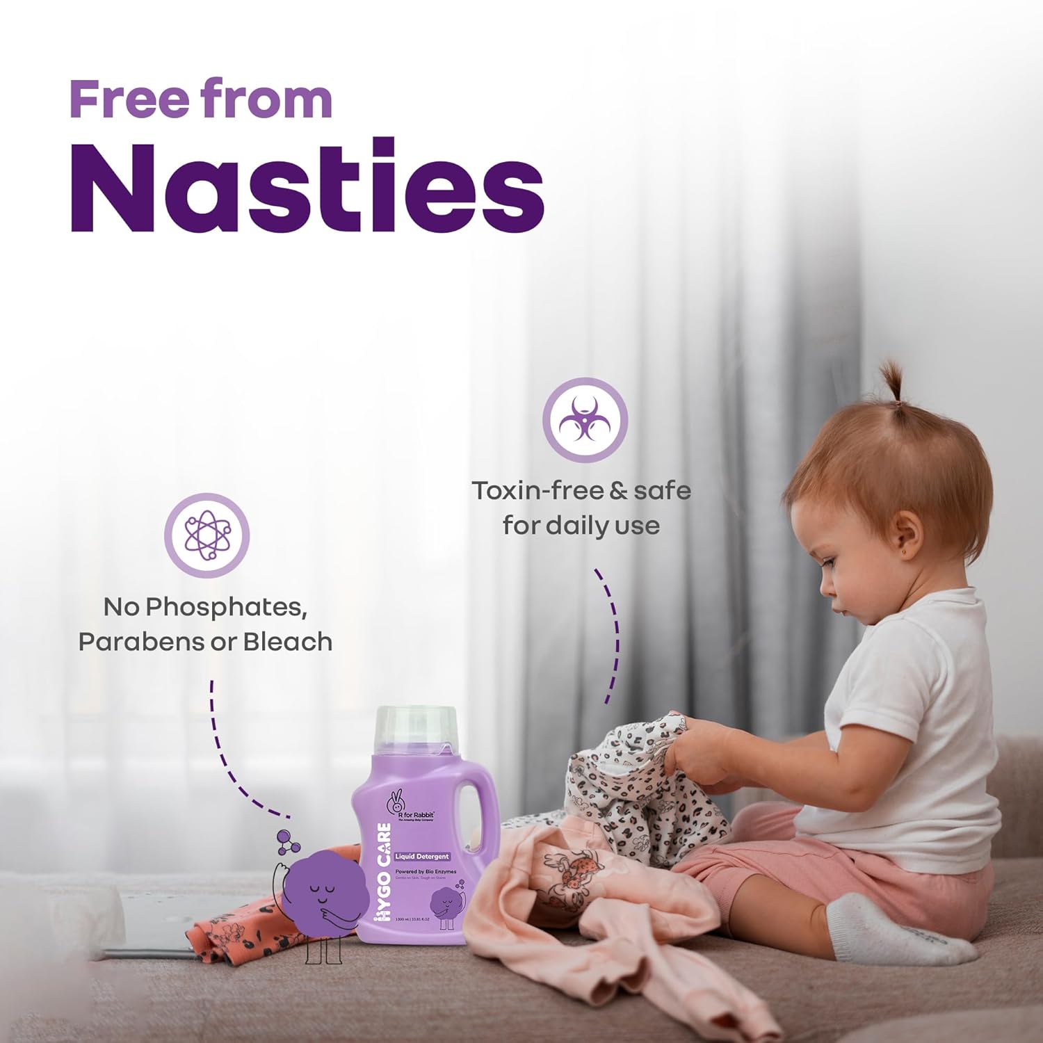 R for Rabbit Hygocare 1000ml | Baby Laundry Liquid Detergent