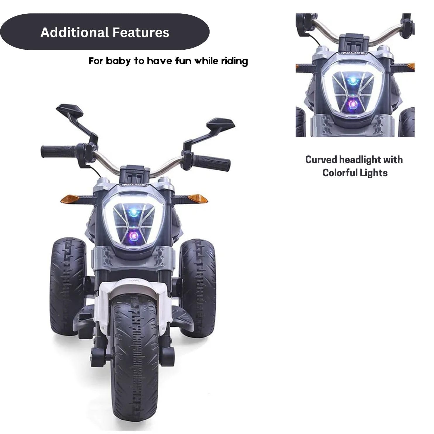 Rechargeable Battery Operated Ride-on Bike for Kids Electric Toy Bike with Leather Seat, Music, Lights & Key Start 