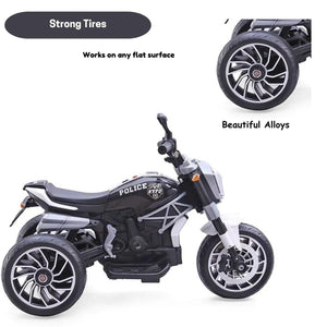 Rechargeable Battery Operated Ride-on Bike for Kids Electric Toy Bike with Leather Seat, Music, Lights & Key Start 