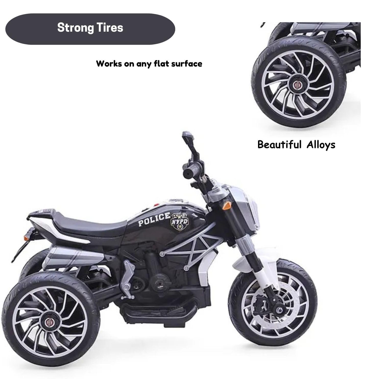 Rechargeable Battery Operated Ride-on Bike for Kids Electric Toy Bike with Leather Seat, Music, Lights & Key Start 