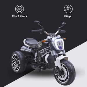 Rechargeable Battery Operated Ride-on Bike for Kids Electric Toy Bike with Leather Seat, Music, Lights & Key Start 