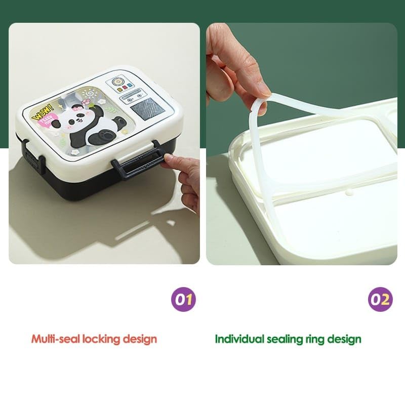 Fun rock star panda lunch container for children, keeping meals fresh and exciting for school. www.usmile.toys