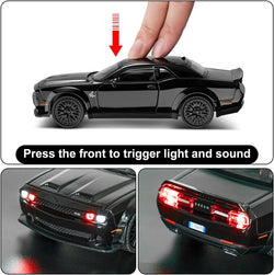 Exclusive white alloy metal die-cast car model with black hood and racing stripe, featuring pull-back action, perfect for collectors and kids' play from Usmile Toys. www.usmile toys