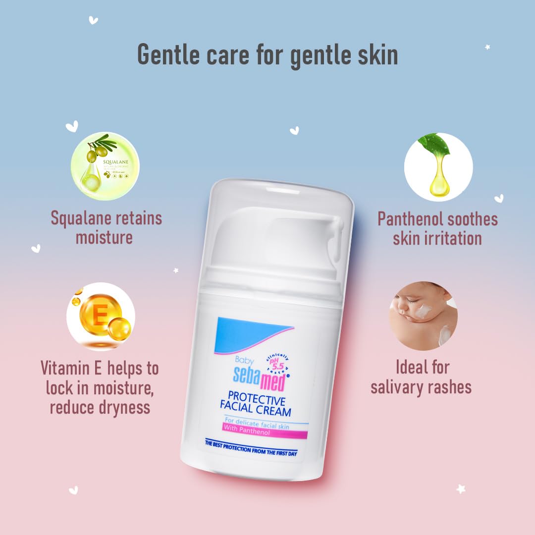 Sebamed Baby Protective Facial Cream| pH 5.5| Baby Face Cream| Vitamin E for Soft Skin| Ideal for salivary rashes| 50ml
www.usmile.toys