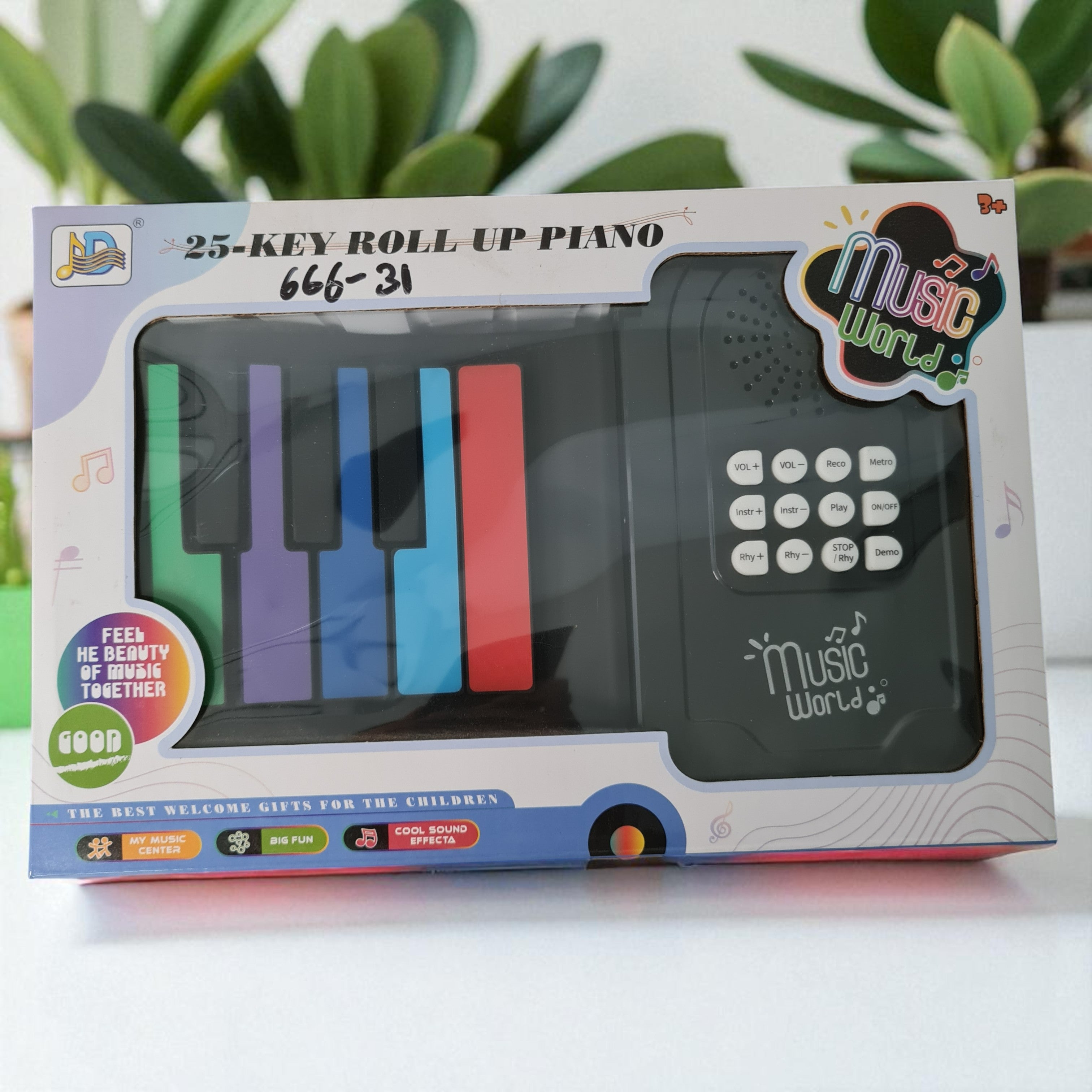 Image showing a 25-key silicone foldable hand roll piano, an electronic music toy perfect for children's learning and portable entertainment from U Smile Toys.