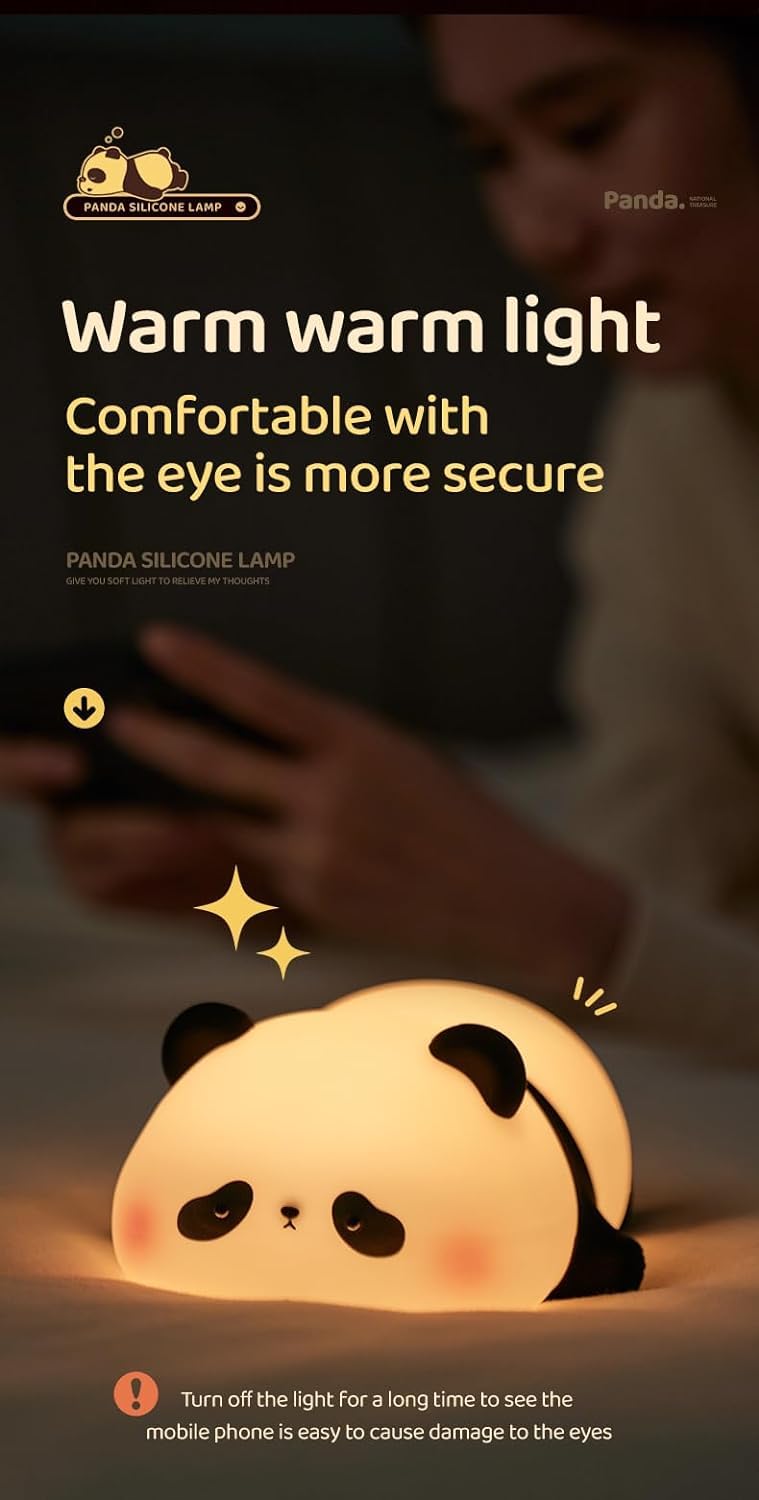 Create a soothing atmosphere with this soft silicone night lamp featuring a cute lying panda design, ideal for kids' bedrooms and providing a comforting glow. Find it at uSmile.toys." www.usmile.toys