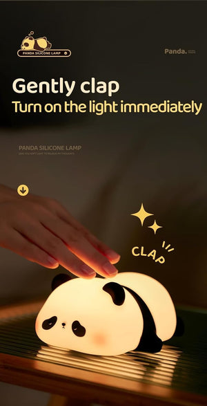 Create a soothing atmosphere with this soft silicone night lamp featuring a cute lying panda design, ideal for kids' bedrooms and providing a comforting glow. Find it at uSmile.toys." www.usmile.toys