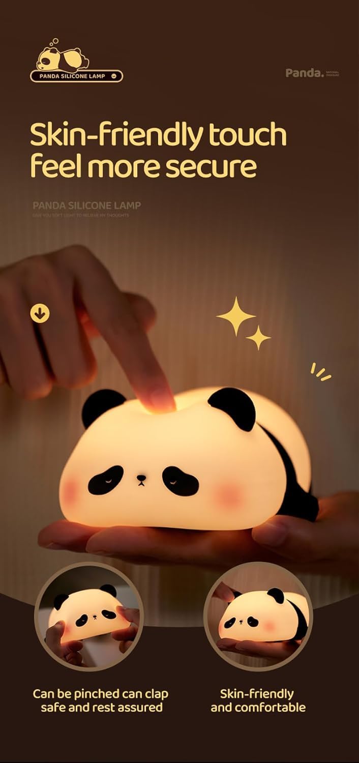 Create a soothing atmosphere with this soft silicone night lamp featuring a cute lying panda design, ideal for kids' bedrooms and providing a comforting glow. Find it at uSmile.toys." www.usmile.toys