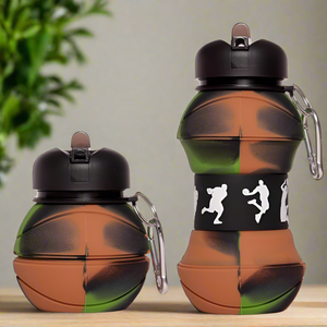Durable collapsible silicone water bottle with fun basketball design, perfect for keeping active kids hydrated during sports and school .
Shop this portable and leakproof 550ml water container at Usmile Toys www.usmile.toys.