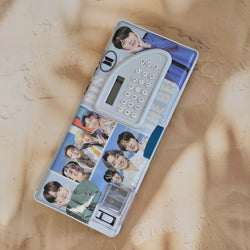 Double sided magnetic pencil cases for kids featuring BTS, with calculator and torch, perfect for school, www.usmile.toys.