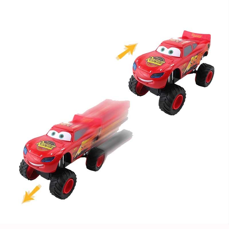 Two red toy cars with black wheels on a white background
