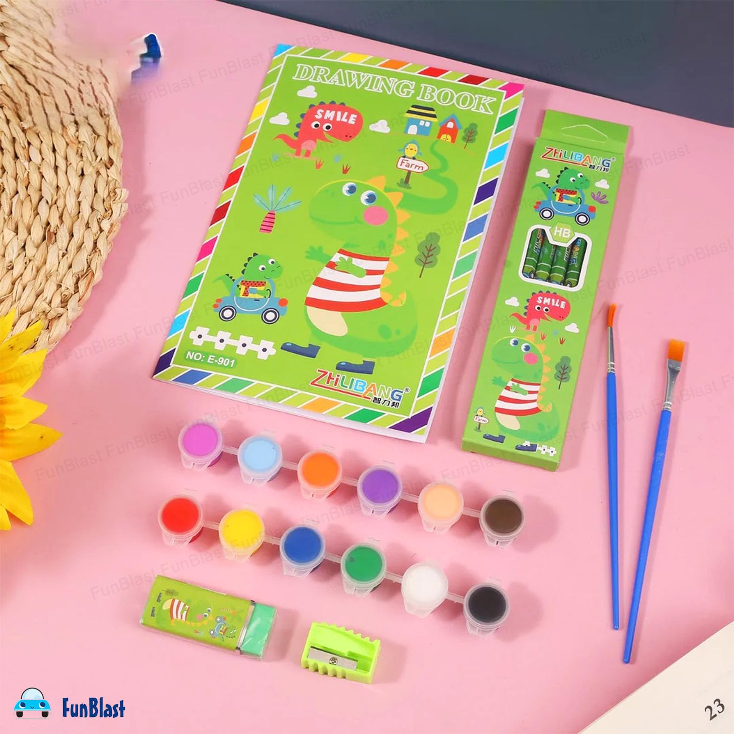 Art and craft set for children, including paints, crayons, brushes, and a drawing book  www.usmile.toys