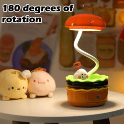 Rechargeable Table Lamp - Burger Design Desk Light For Kids & Adults