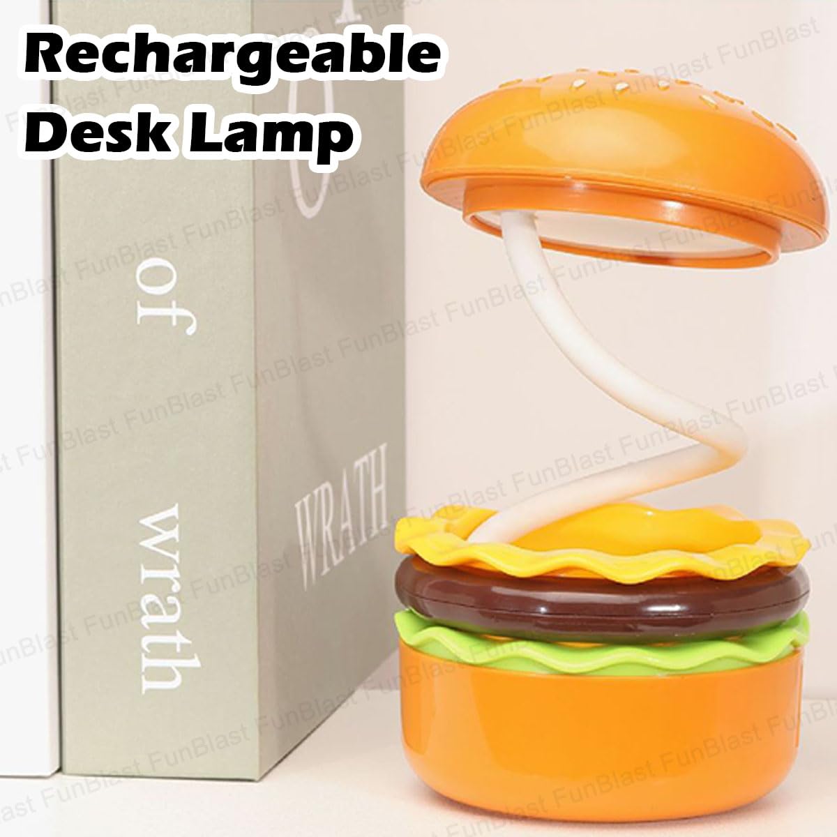 Brighten any space with this unique rechargeable burger desk lamp, perfect for both kids and adults as a fun and functional light source for studying, reading, or working. Find it at uSmile.toys." www.usmile.toys
