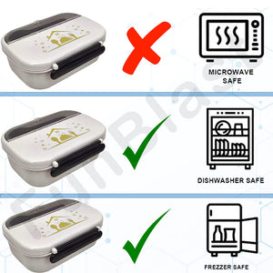Durable blue kids insulated food container, perfect for keeping school meals warm or cold with built-in cutlery. www.usmile.toys 
